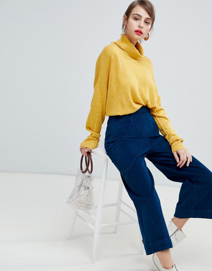 Vero Moda Wide Leg Cord Pants-blue