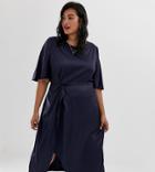 Glamorous Curve Midi Dress In Tonal Jaquard-navy