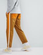 Asos Design Skater Cropped Pants In Tan With Double Side Stripe & Elasticated Waist - Beige