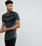 Good For Nothing Tall Muscle T-shirt In Khaki With Chevron Print - Green