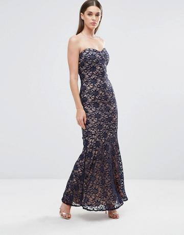 Sistaglam Bandeau Lace Maxi Dress - Black