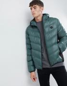 D-struct Quilted Lightweight Wet Look Puffer With Hood - Blue