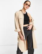 Weekday Bess Oversized Longline Fleece Overshirt In Mole-brown