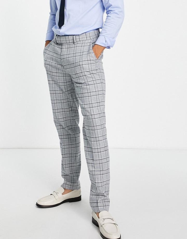 Asos Design Slim Suit Pants In Blue Check-blues