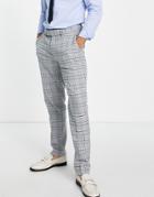 Asos Design Slim Suit Pants In Blue Check-blues