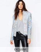 A Star Is Born All Over Embellished Trophy Jacket - Blue