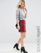 New Look Petite Plaid Mini Skirt - Red