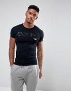 Emporio Armani Crew Neck T-shirt With Text Logo - Black