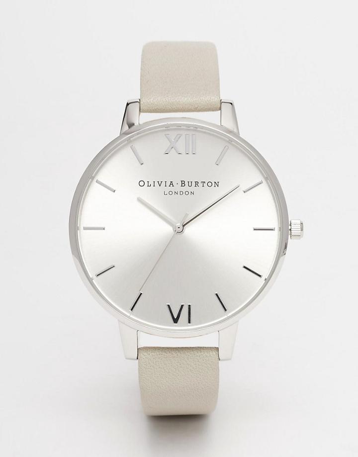 Olivia Burton Big Dial Gray Leather Strap Watch - Gray