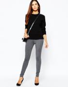 Warehouse Piped Ponte Detail Leggings - Gray