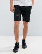 D-struct Distressed Chino Shorts - Black