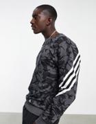 Adidas Primegreen Sweatshirt With 3-stripes In Gray Camo-grey
