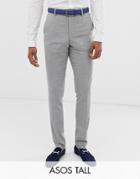Asos Design Tall Wedding Skinny Suit Pants In Gray Twist Micro Texture - Gray