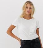 Esprit Broderie Detail T-shirt In White