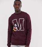 Asos Design Tall Oversized Sweatshirt With Retro Mickey Mouse Print - Red