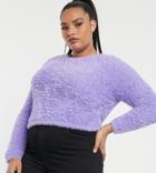 Asos Design Curve Super Fluffy Crop Sweater-purple