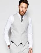 Asos Slim Vest In Gray Nepp Fabric - Gray