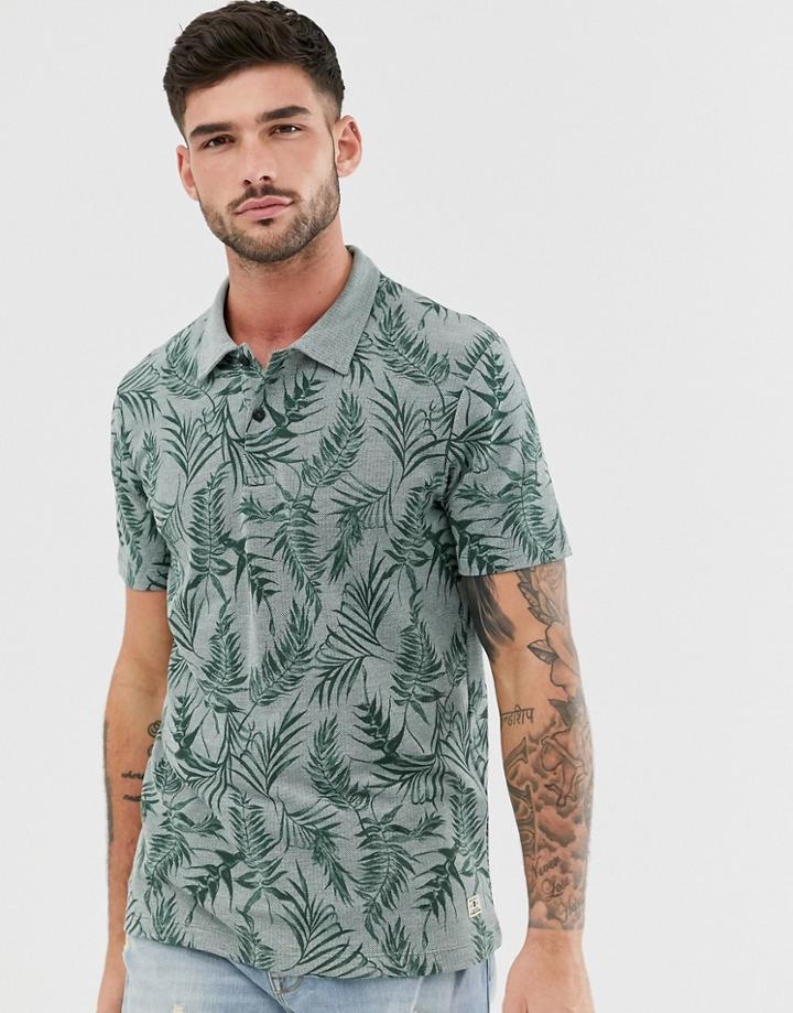 Jack & Jones Floral Print Polo - Green