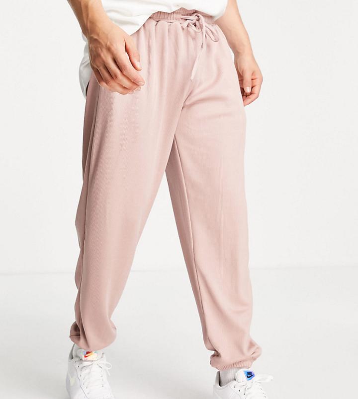 Vai21 Ribbed Sweatpants In Rose Smoke-pink
