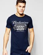 Asos Budweiser Muscle T-shirt In Navy - Navy