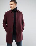Asos Wool Mix Trench Coat In Burgundy - Red