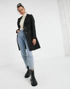 New Look Belted Tailored Coat In Black