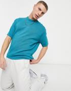 Asos Design Midweight Knit Oversized T-shirt In Teal-green