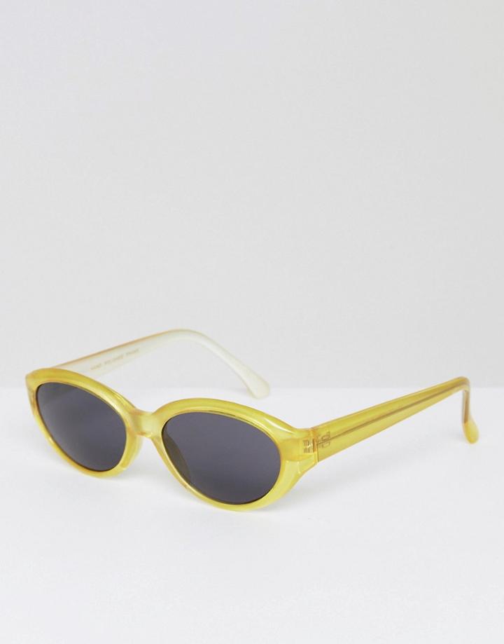 Reclaimed Vintage Inspired Round Sunglasses In Yellow - Yellow