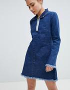 Glamorous Zip Neck Denim Dress