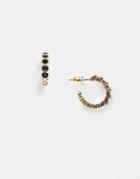 Topshop Huggie Hoop Earrings With Black Stones-gold