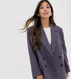 Asos Design Petite Dad Suit Blazer In Purple Pinstripe-multi