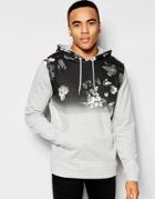 Asos Hoodie With Floral Print In Grey - Gray Marl