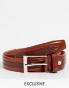 Reclaimed Vintage Belt With Snakeskin Design - Brown