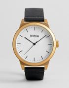 Breda Men's 'rand' Gold And Black Leather Strap Watch 43mm - Black