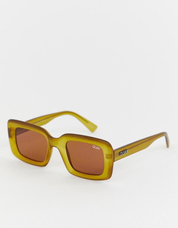 Quay Australia Going Solo Square Frame Tinted Sunglasses - Green