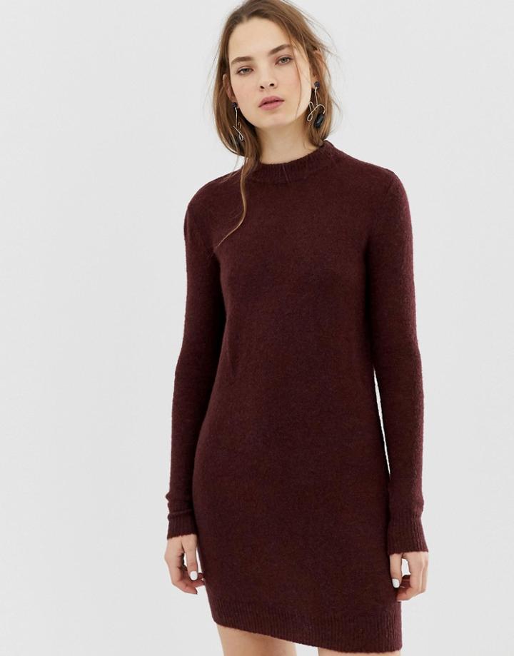 Pieces Jane Wool Blend Sweater Dress - Purple