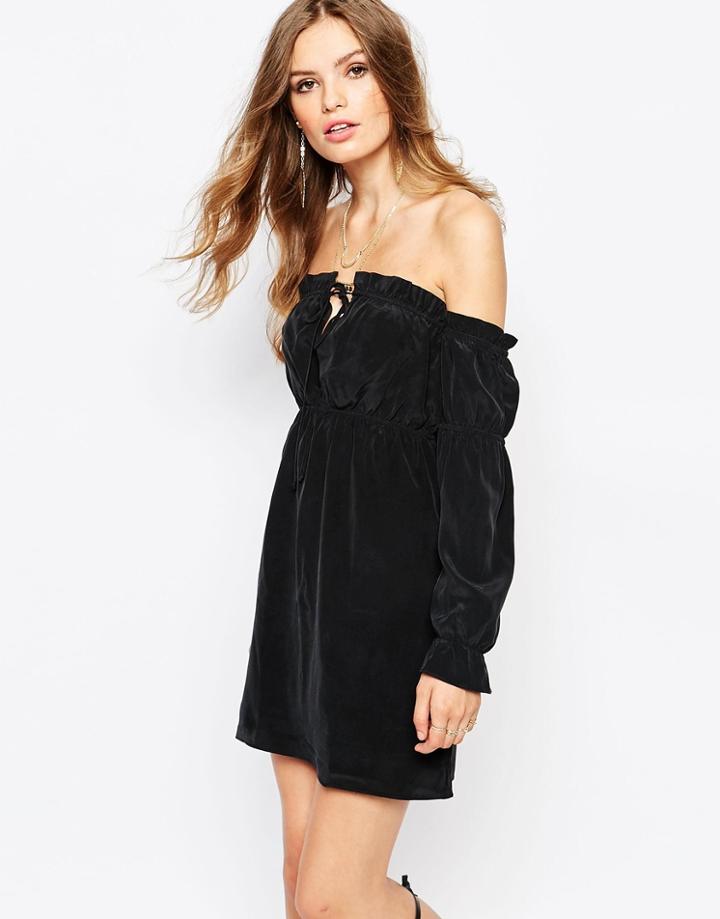 Stone Cold Fox River Silk Dress In Black - Black