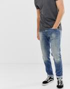 Replay Anbass Slim 10 Year Aged Jeans In Mid Wash - Blue