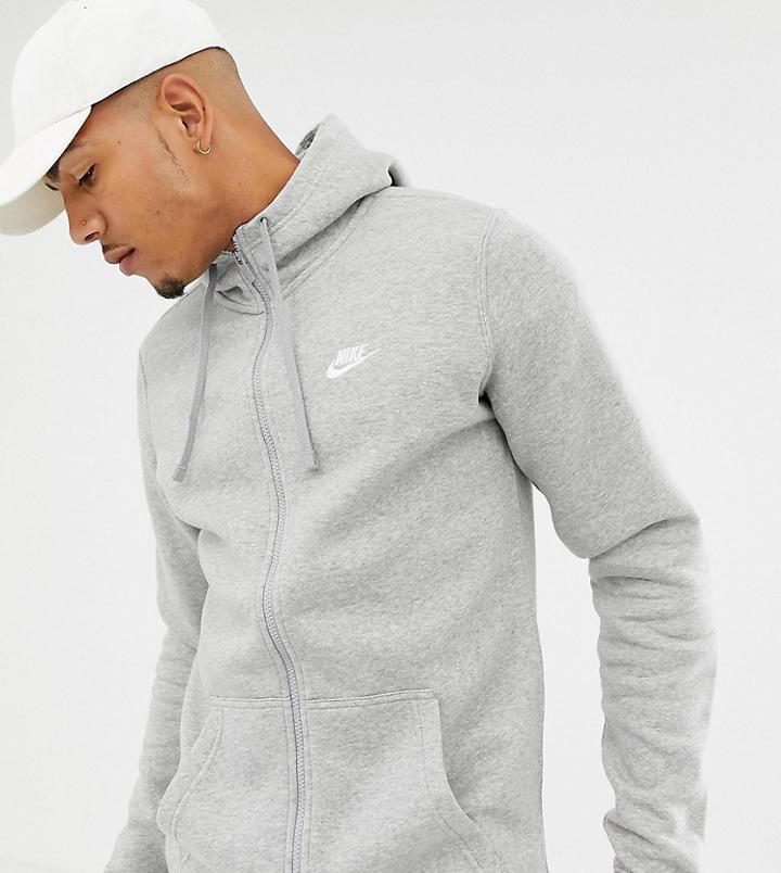 Nike Tall Zip Hoodie In Gray