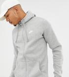 Nike Tall Zip Hoodie In Gray