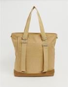 Asos White Tote Backpack Hybrid In Nylon - Beige