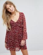 Pull & Bear Floral Printed Dress - Red