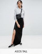 Asos Tall Maxi Skirt With Zip Detail - Black