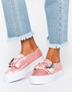 Asos Deni Bow Embellished Flatform Sneakers - Pink