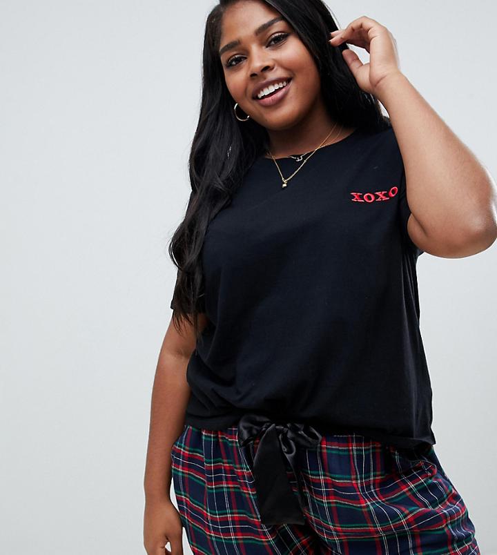 Asos Design Curve Mix & Match Embroidered Tee - Black