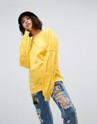 Asos Sweatshirt With Puff Sleeve Detail - Yellow