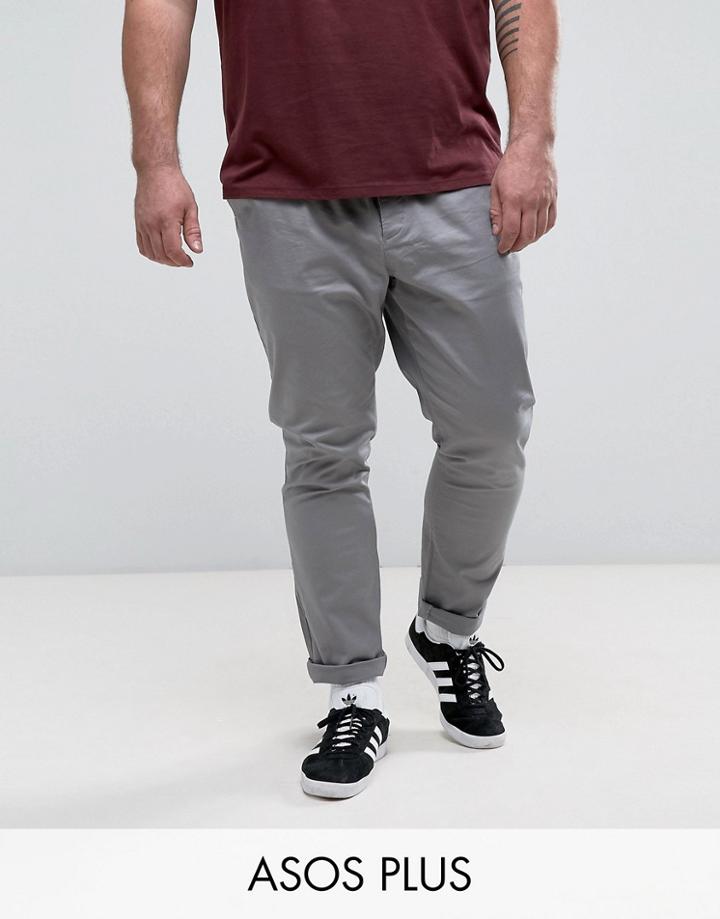 Asos Plus Skinny Chinos In Gray - Gray