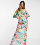 Asyou Low Rise Maxi Skirt In Print-multi