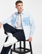 Topman Utility Shirt With Contrast Nylon Pockets In Blue-blues