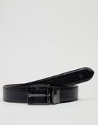 Original Penguin Skinny Leather Reversible Belt - Black